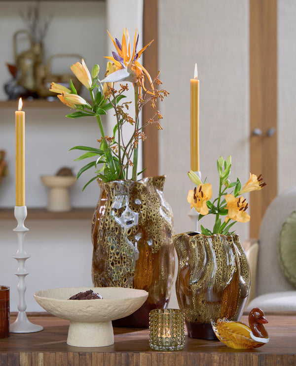 Althea Dark Brown/Cream/Orange Ceramic Vase 30cm