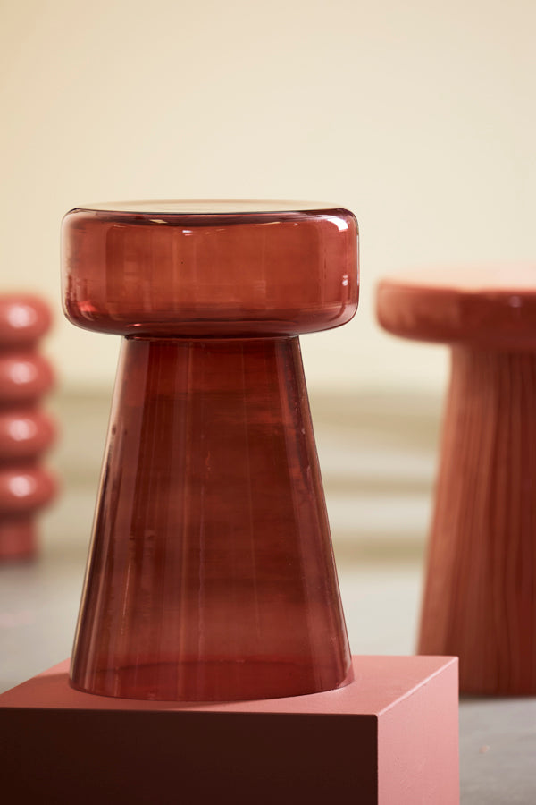 Dakwa Burgundy Glass Round Side Table 50cm