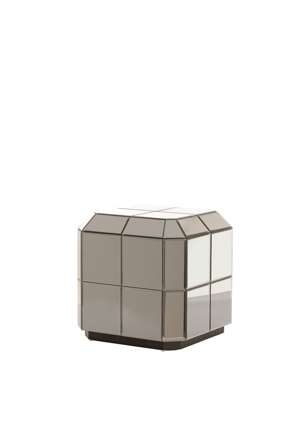 Luciano Brown Glass Plinth Side Table 40cm