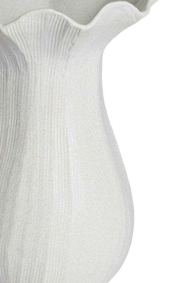 Zenora Matt Cream Fluted Ceramic Vase 30.5cm