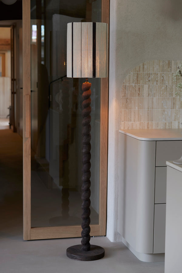 Nanno Matt Grey/Brown Wood Floor Lamp Base