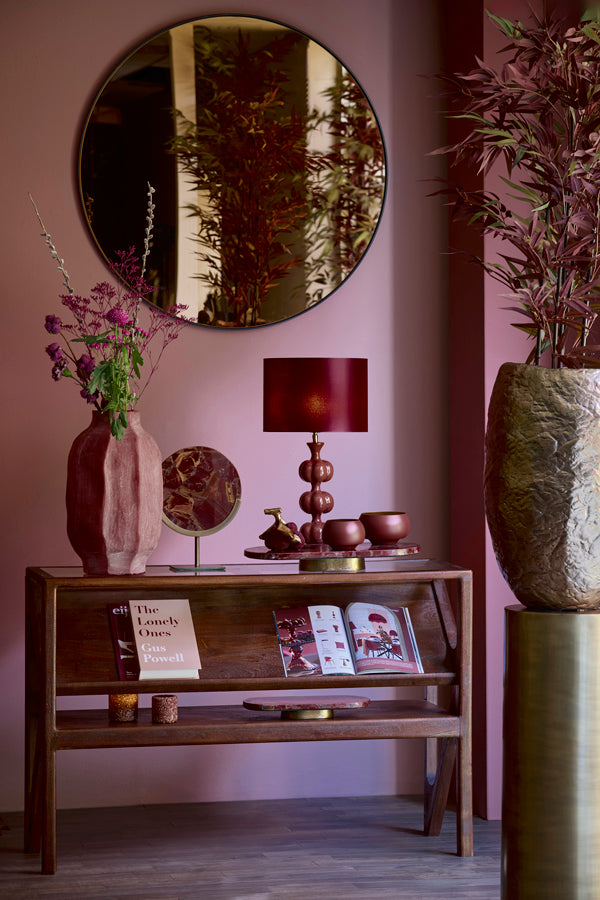 Yuki Dark Brown Acacia Wood & Glass Console Table