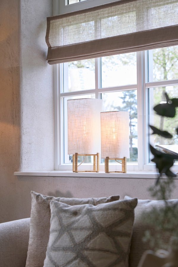 Wyn Natural Wood Effect & Cream Linen Table Lamp 39cm