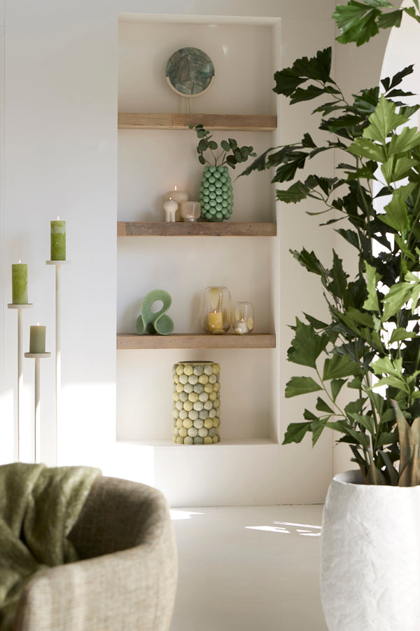Gouya Green & Cream Agate Ornament on Stand 50cm