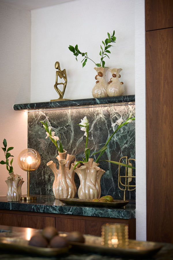 Medina Amber Glass & Gold Table Lamp