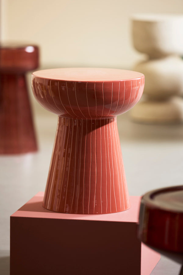 Nunoa Coral Ribbed Metal Round Side Table 41cm