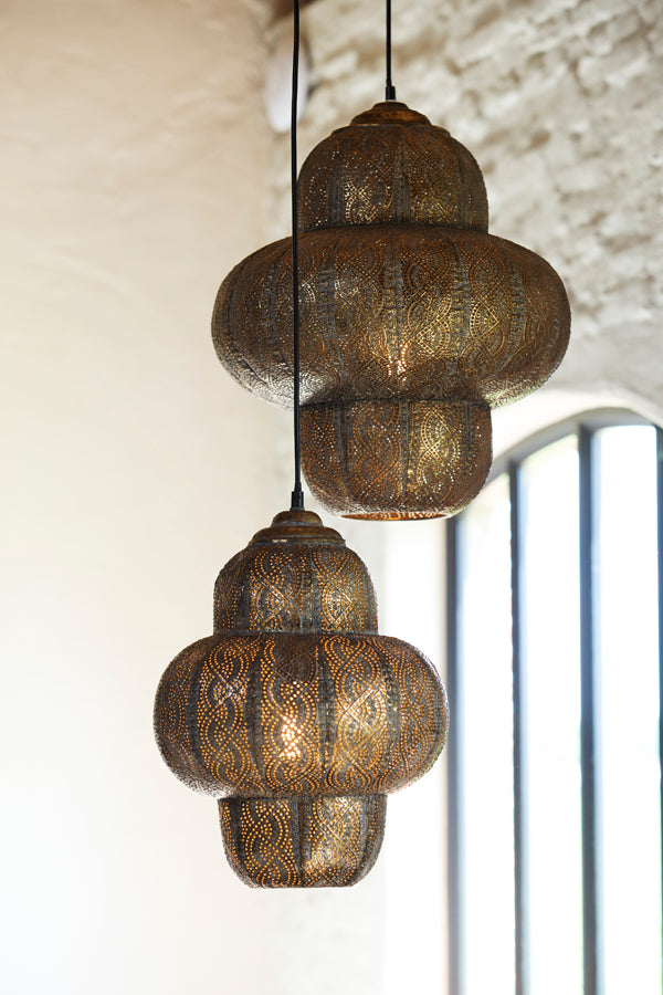 Ryota Brown Gold Metal Pendant Light 42cm
