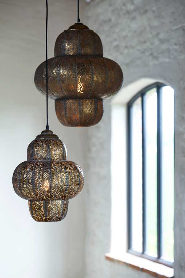 Ryota Brown Gold Metal Pendant Light 30.5cm