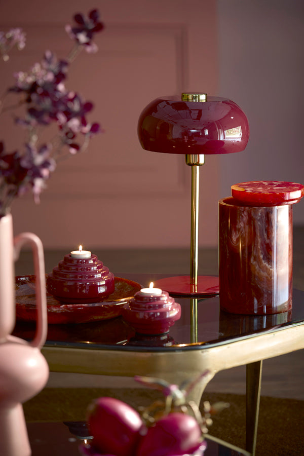 Surin Gloss Burgundy & Gold Metal Table Lamp