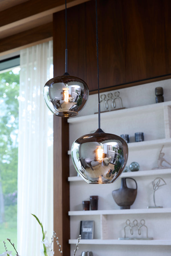 Mayson Smoked Glass & Matt Black Pendant Light 30cm