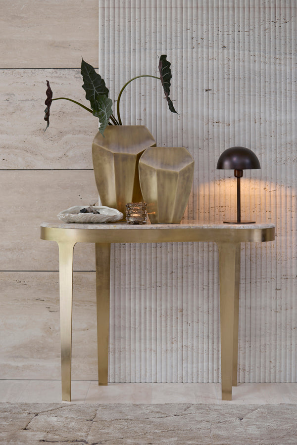 Giulio Taupe Marble & Antique Bronze Console Table