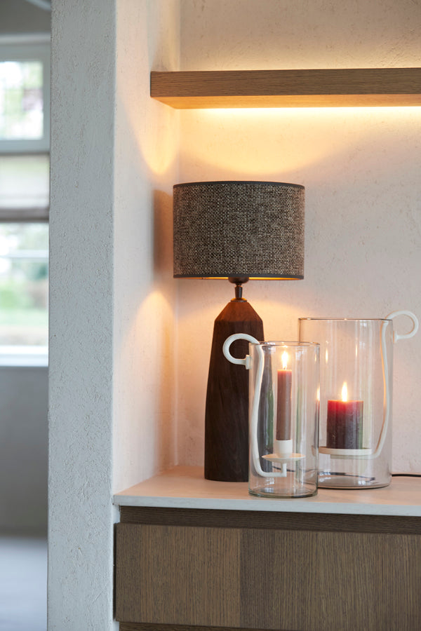 Dolega Clear & Cream Glass Hurricane Candle Holder 28.5cm