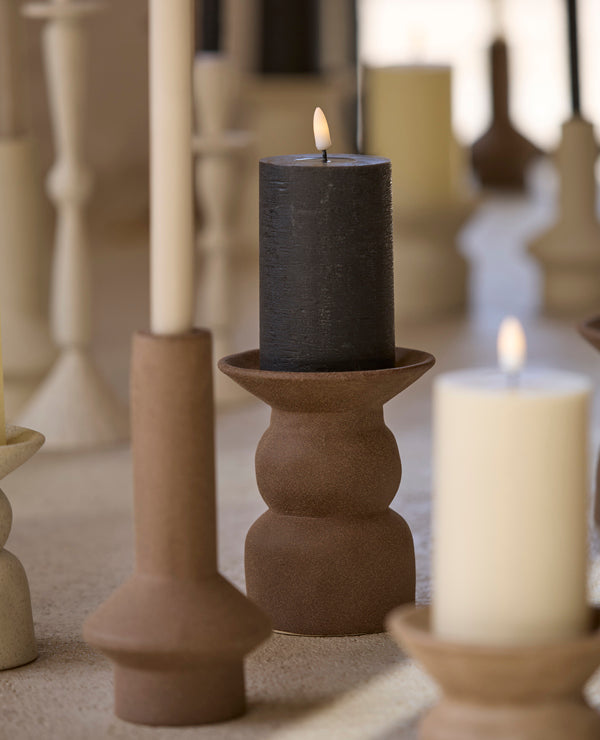 Atrani Matt Brown Ceramic Candle Holder