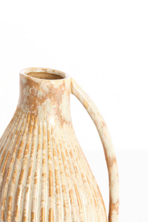 Forla Cream & Orange/Brown Ceramic Vase 28.5cm