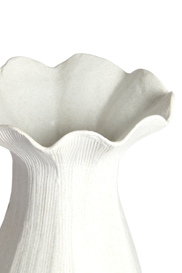 Zenora Matt Cream Fluted Ceramic Vase 30.5cm
