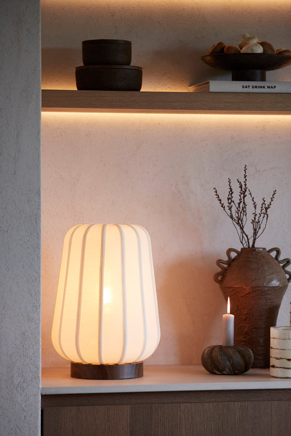 Bibia Dark Brown Wood Effect & White Table Lamp 41.5cm