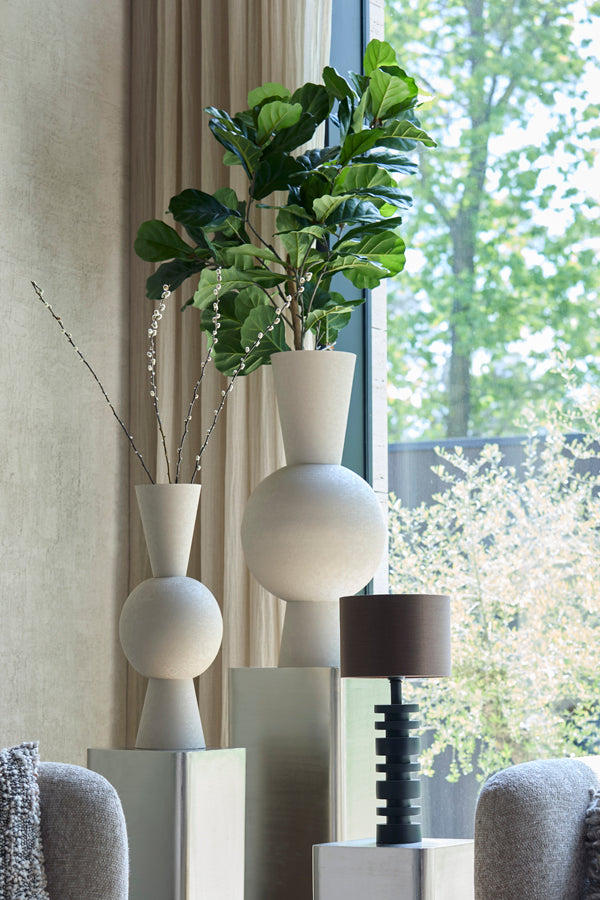Chedi Matt Light Grey Metal Vase 60cm