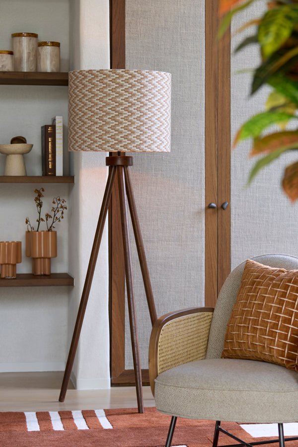 Ilias Russet Wood Tripod Floor Lamp