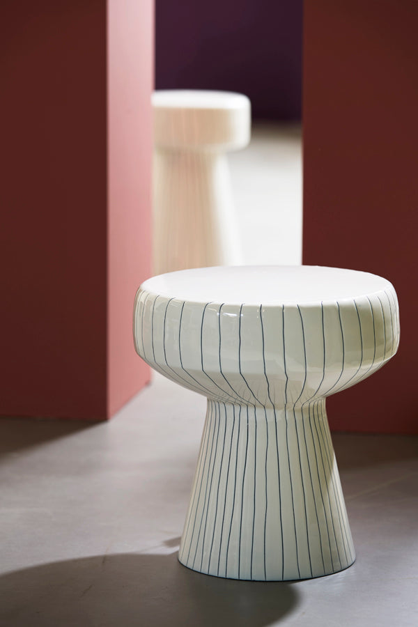 Dakwa Gloss White & Black Metal Round Side Table 42cm