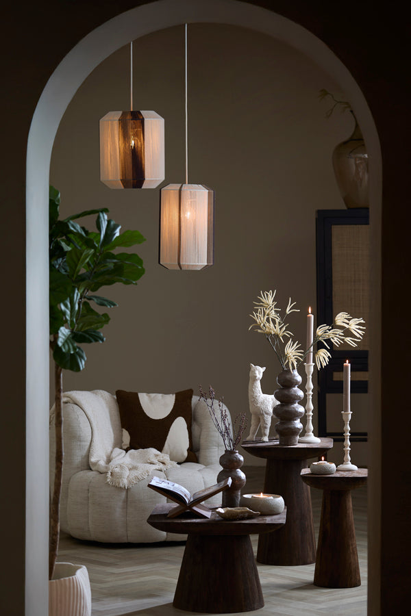 Kozana Cream & Dark Brown Pendant Light 36cm