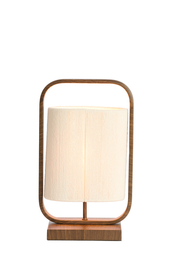 Lecce Dark Brown Wood Effect & Cream Rope Table Lamp