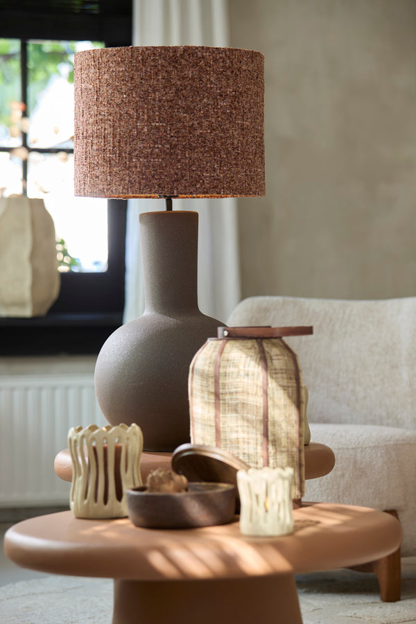 Ulloa Matt Dark Brown Ceramic Table Lamp Base 62cm