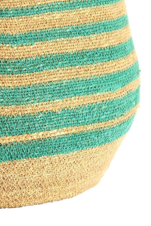 Rutja Set of 2 Natural & Turquoise Seagrass Storage Baskets