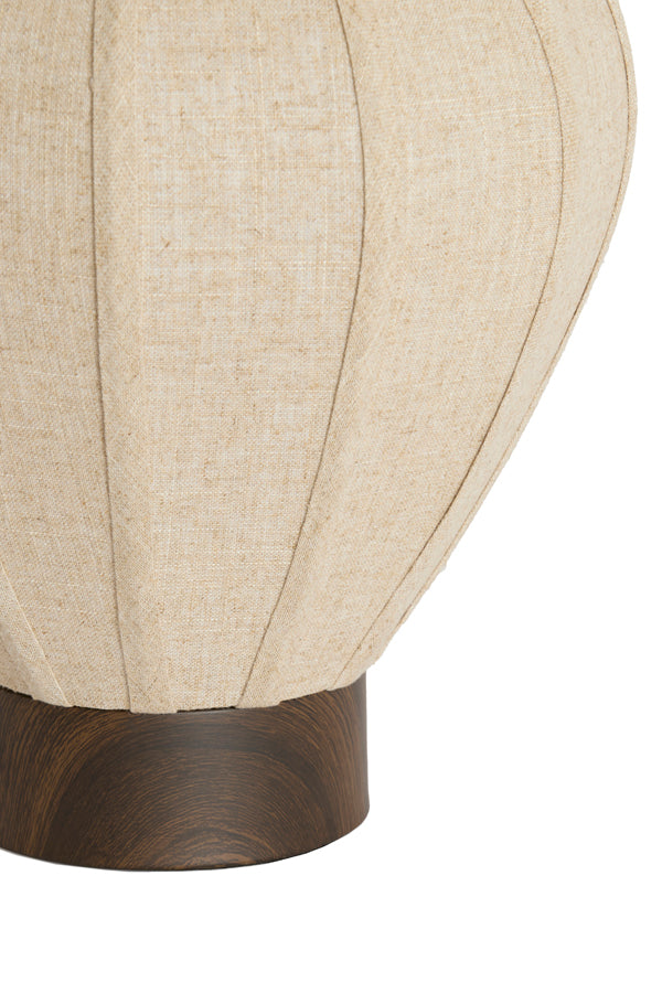 Kyzo Dark Brown Wood Effect & Natural Linen Table Lamp 36cm