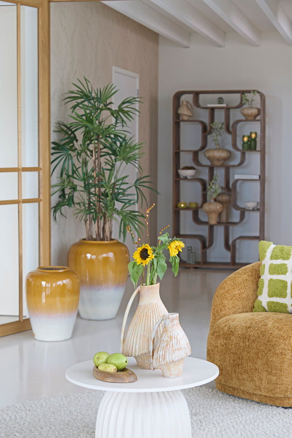 Forla Cream & Orange/Brown Ceramic Vase 39.5cm