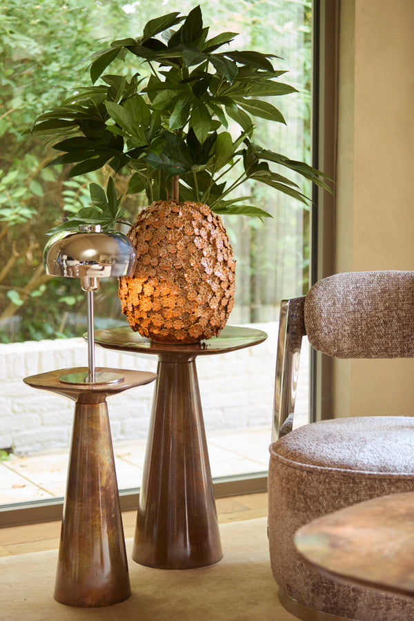 Abala Copper Bronze Metal Round Side Table 59cm