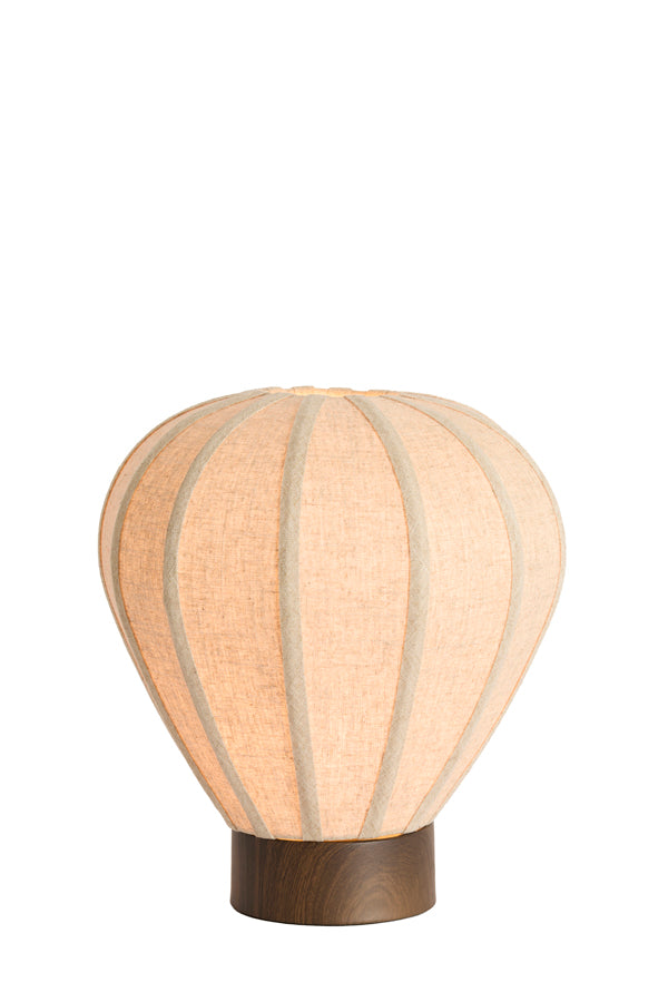 Kyzo Dark Brown Wood Effect & Natural Linen Table Lamp 36cm