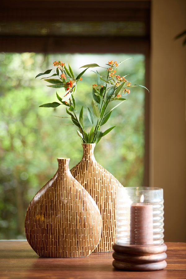 Lorca Brown Bamboo Woven Vase 32cm