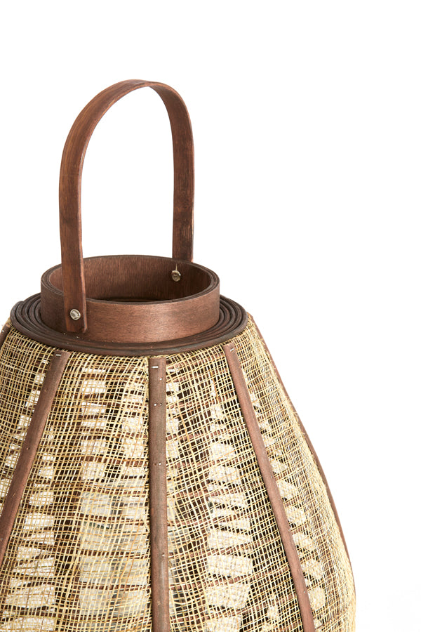 Linoa Brown Wood & Linen Hurricane Candle Holder 69.5cm