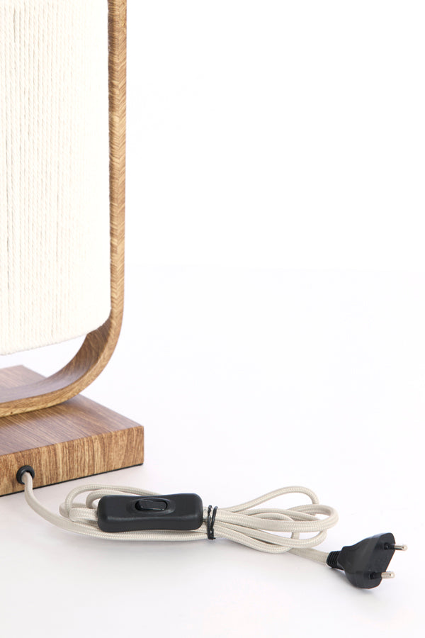 Lecce Natural Wood Effect & Cream Rope Table Lamp