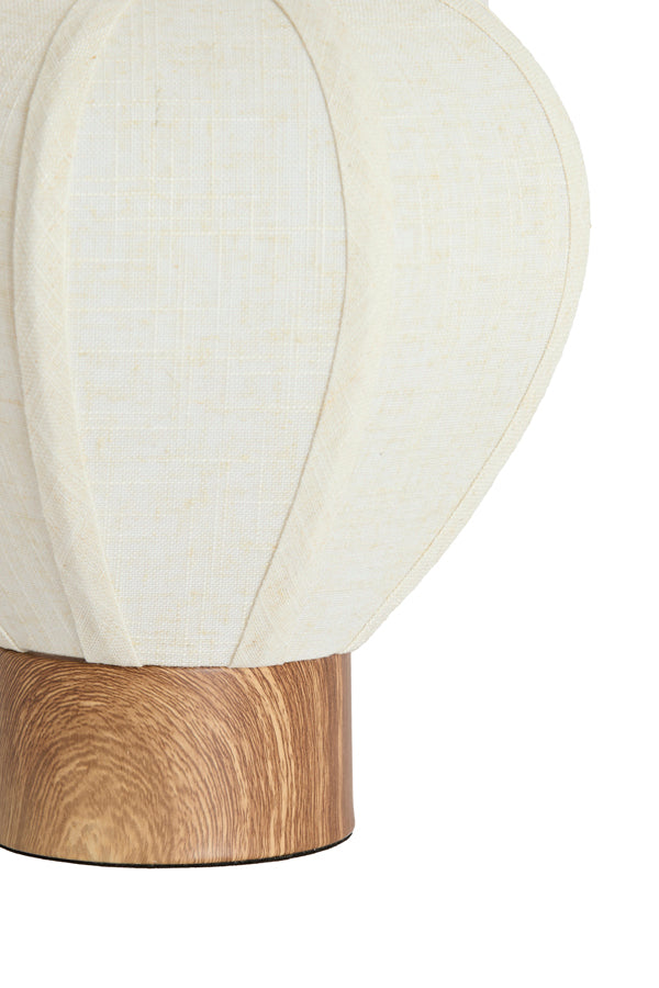Kyzo Natural Wood Effect & Cream Linen Table Lamp 23.5cm