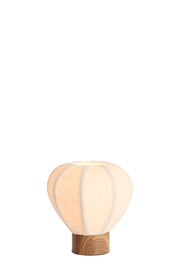 Kyzo Natural Wood Effect & Cream Linen Table Lamp 23.5cm