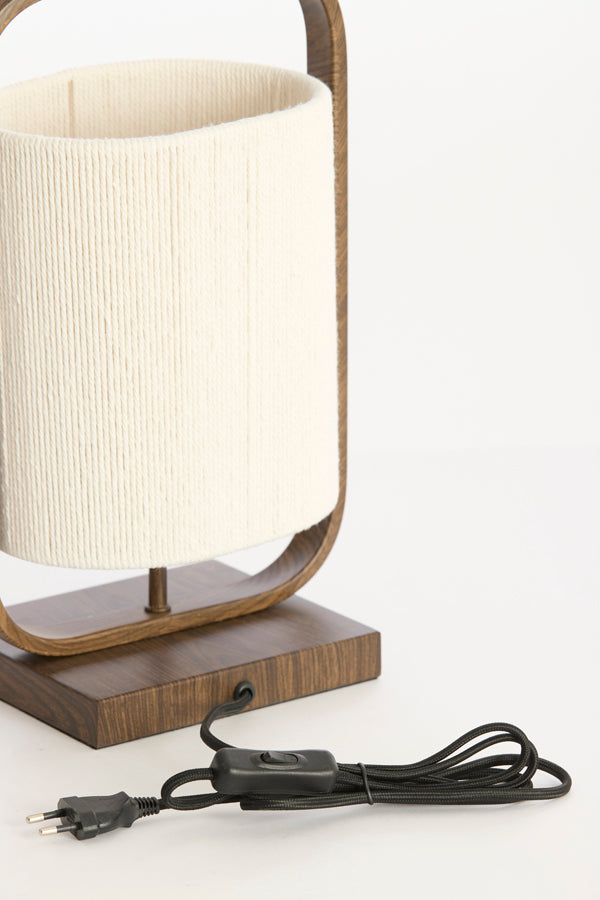 Lecce Dark Brown Wood Effect & Cream Rope Table Lamp