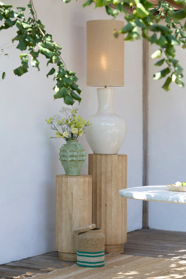 Ellena Matt Natural Wood Plinth Side Table 60cm