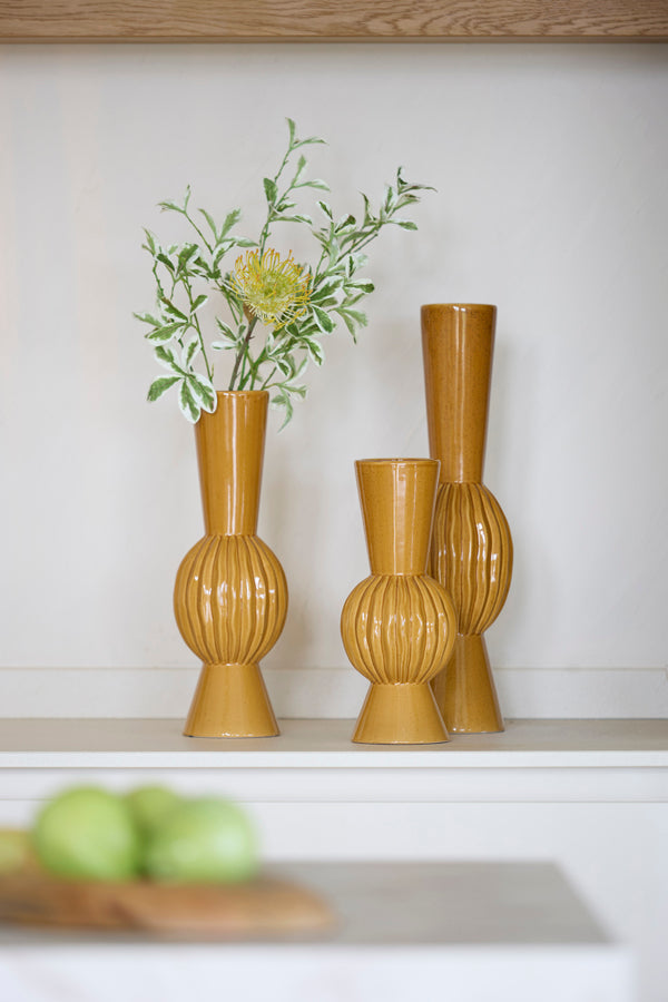 Suzzara Cognac Ceramic Vase 40.5cm
