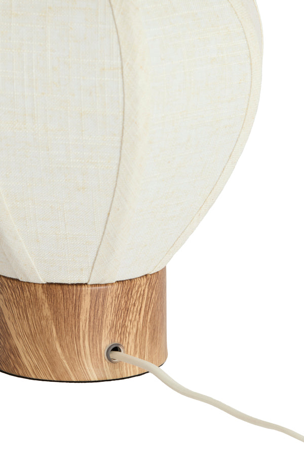 Kyzo Natural Wood Effect & Cream Linen Table Lamp 23.5cm