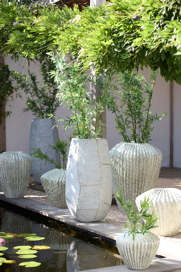 Cacti Gloss Mint Green Ribbed Decorative Planter 88cm