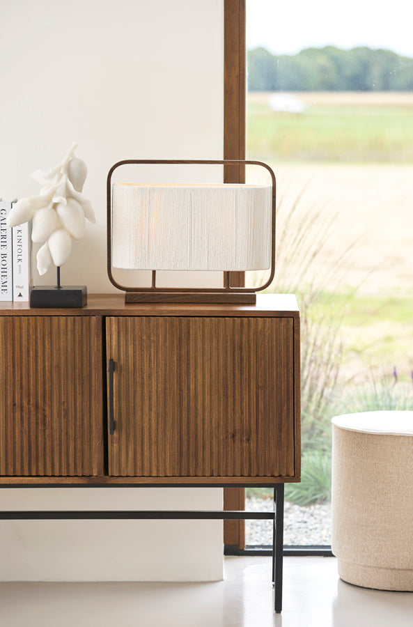 Lecce Dark Brown Wood Effect & Cream Rope 2 Light Table Lamp