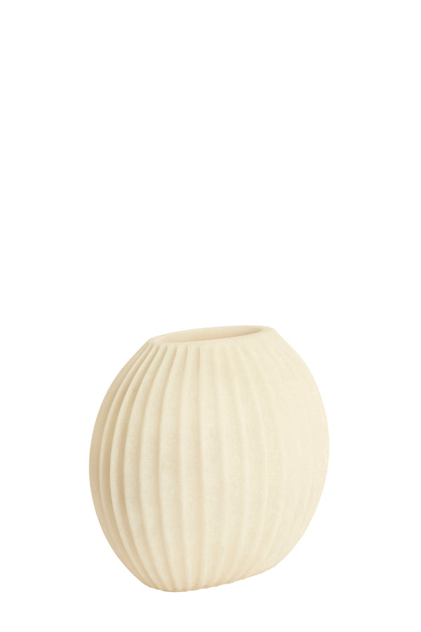 Miralli Cream Ribbed Vase 24cm