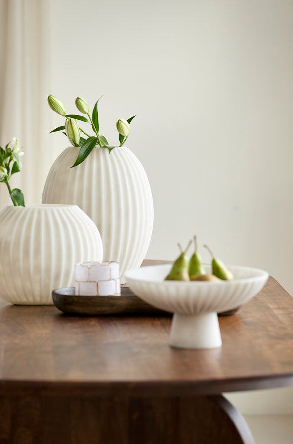 Miralli Cream Ribbed Vase 24cm