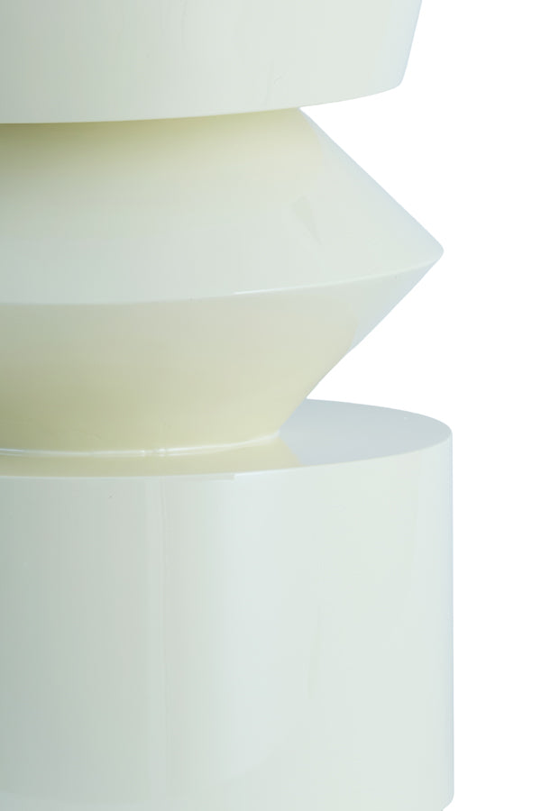 Dhoti Gloss Cream Round Side Table