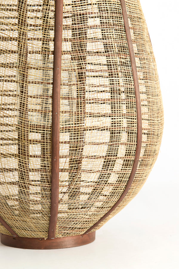 Linoa Brown Wood & Linen Hurricane Candle Holder 69.5cm