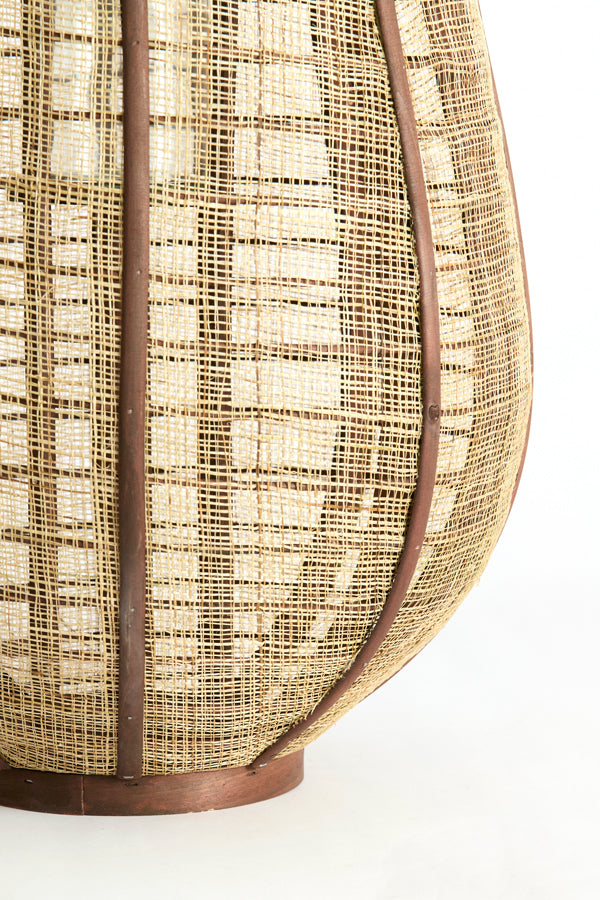 Linoa Brown Wood & Linen Hurricane Candle Holder 55.5cm