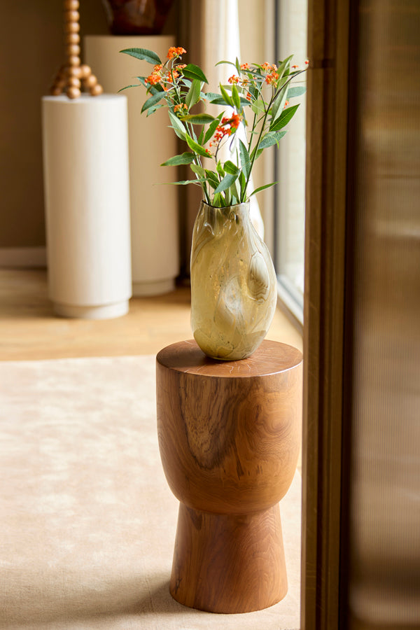 Jorien Taupe & Olive Green Glass Vase 32cm