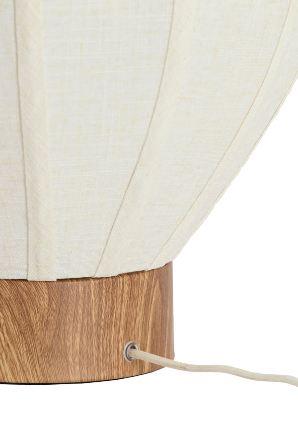 Kyzo Natural Wood Effect & Cream Linen Table Lamp 36cm