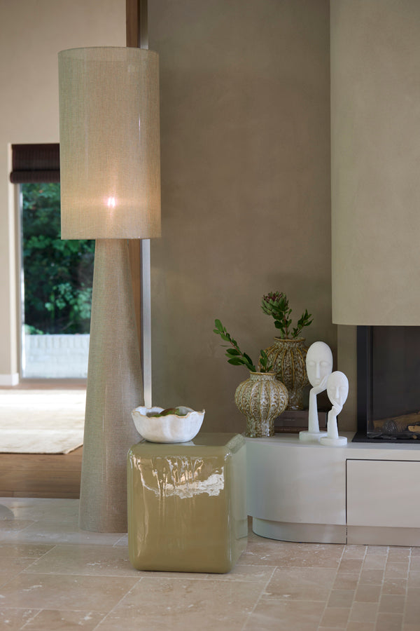 Micky Olive Green Linen Floor Lamp
